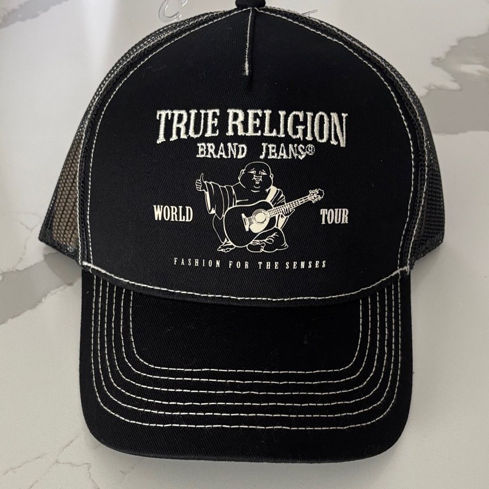 True Religion NWT black and white stitching and embroidery hat